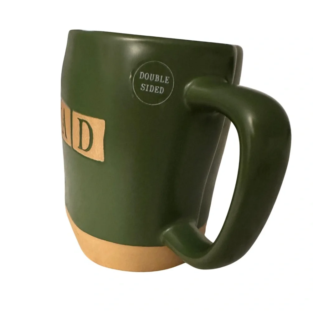 NEW Rae Dunn Artisan Dad Mug Green Tan Duck Double Sided Coffee Cup